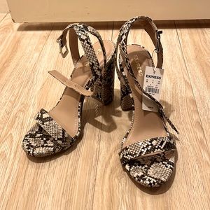 Express snake print heels